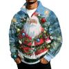 Herren Freizeit-Sweatshirt mit Viertelreißverschluss und Stehkragen mit Weihnachtsdruck für die Feiertage
