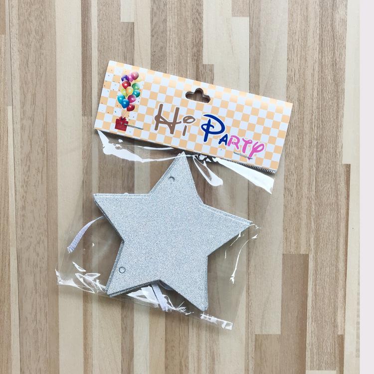 

Glitter Five-Pointed Star Latte Baby Birthday Party Decoration Star Flag Customization Silver glitter pentagram
