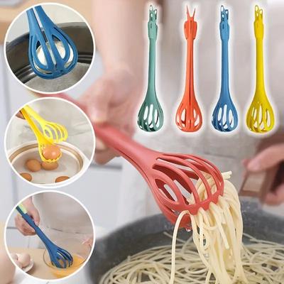 Batidor de huevos multifuncional 3 en 1, batidor de leche, pinzas para pasta y fideos, pinza manual para alimentos, separador de claras de huevo, herramienta para hornear, utensilio de cocina