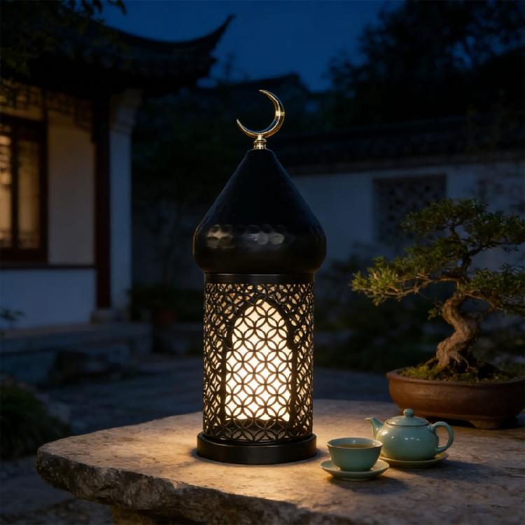 Moroccans Hollow Out Candle Holders Black Iron Lantern Decorative Candle Stand for Indian Wedding Eid Ramadans Event