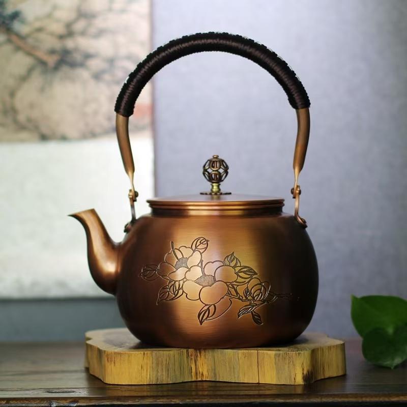 

1.8L, Large capacity copper tea kettle, Large pumpkin boiling water Kettle for brewing tea, Handmade teapot, Healthy Tea Set 1-2L