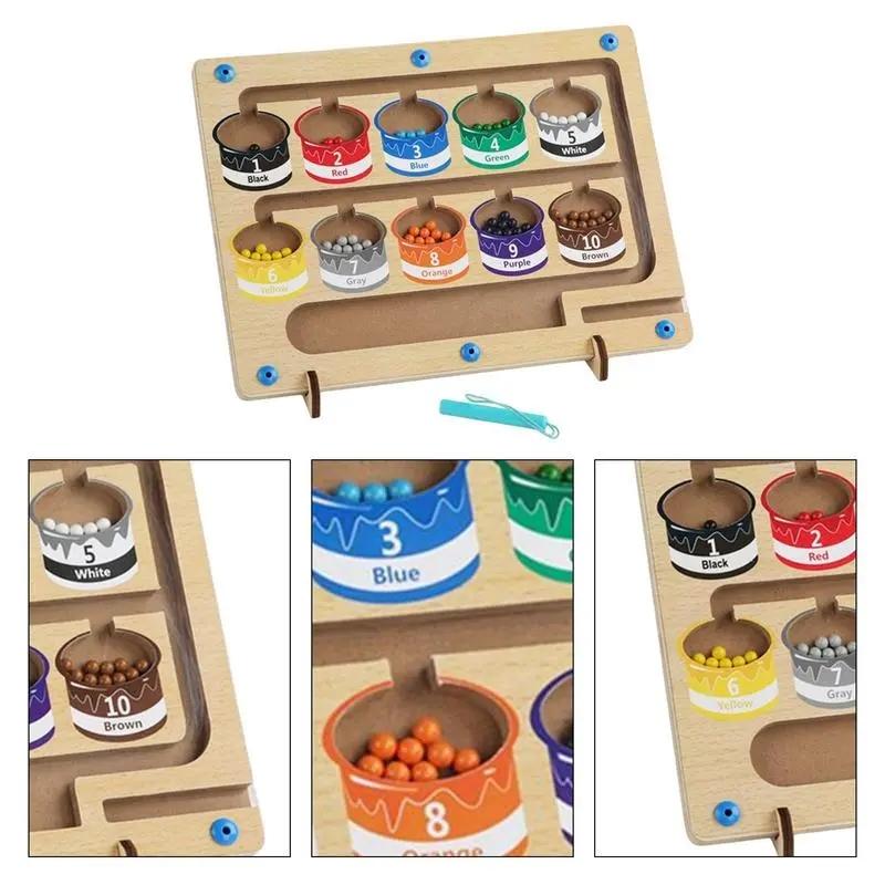 

Magnetic Color Sorting Board Number Maze Wooden Counting Toy for Girls Boys Style 1