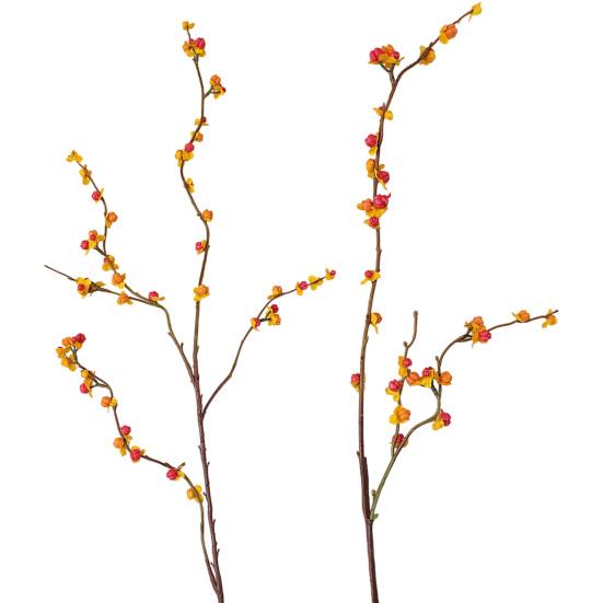 Realistic Imitation Berry Branches Long Artificial Bittersweet Branches, Fall Stems for Vase, Faux Plants Decorative Gold Green Leaves Thanksgiving