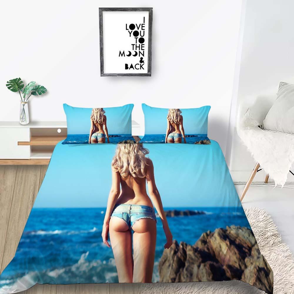 2023 Nowy styl Zestaw poszwy na kołdrę Rozmiar Queen King Nadruk Bikini Vintage Komplet pościeli z poszewką na poduszkę Luksusowe tekstylia domowe