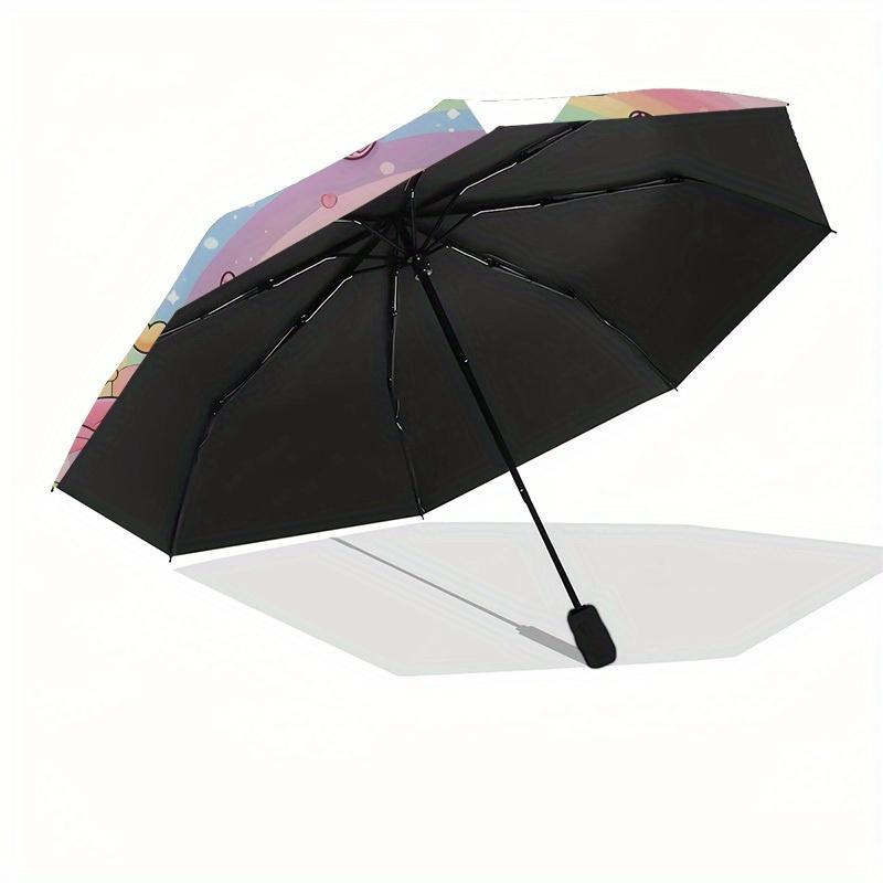 1pc Hello Kitty Rainbow Flowers Butterflies Umbrella with Plastic Handle,Suitable for All Seasons Home Travel Outdoor UmbrellaSanlio022