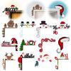 Christmas Home Decorations Wooden Door Corner Sign, L Shaped Festive Hanging Ornament Holiday Display Case Decor for Party, Santa Reindeer Gingerbread