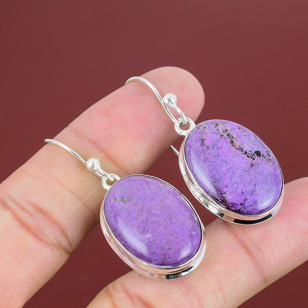 Purpurit Ohrringe Natur Edelstein Ohrringe Handgemacht Boho Schmuck 925 Sterling Silber Ohrringe Brandneue Ohrringe Geschenke für Sie Silberschmuck