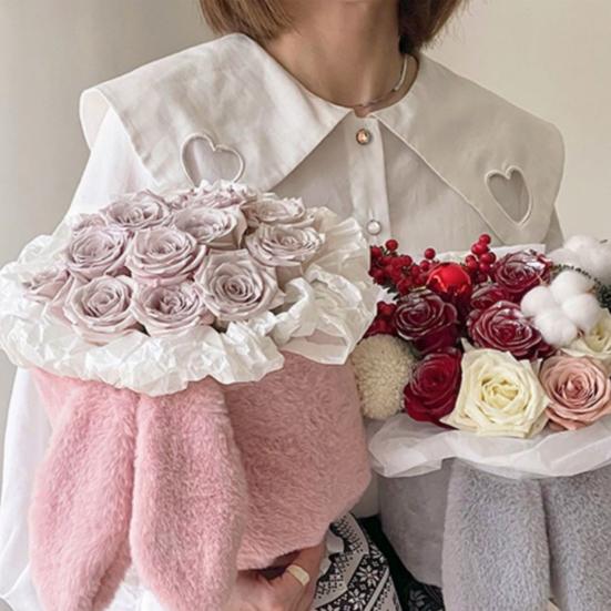Bouquet Material Bag Rabbit Ears Non-shedding Tear-resistance Plush Surface Semi-finished Flower Material Pack Festival Supply