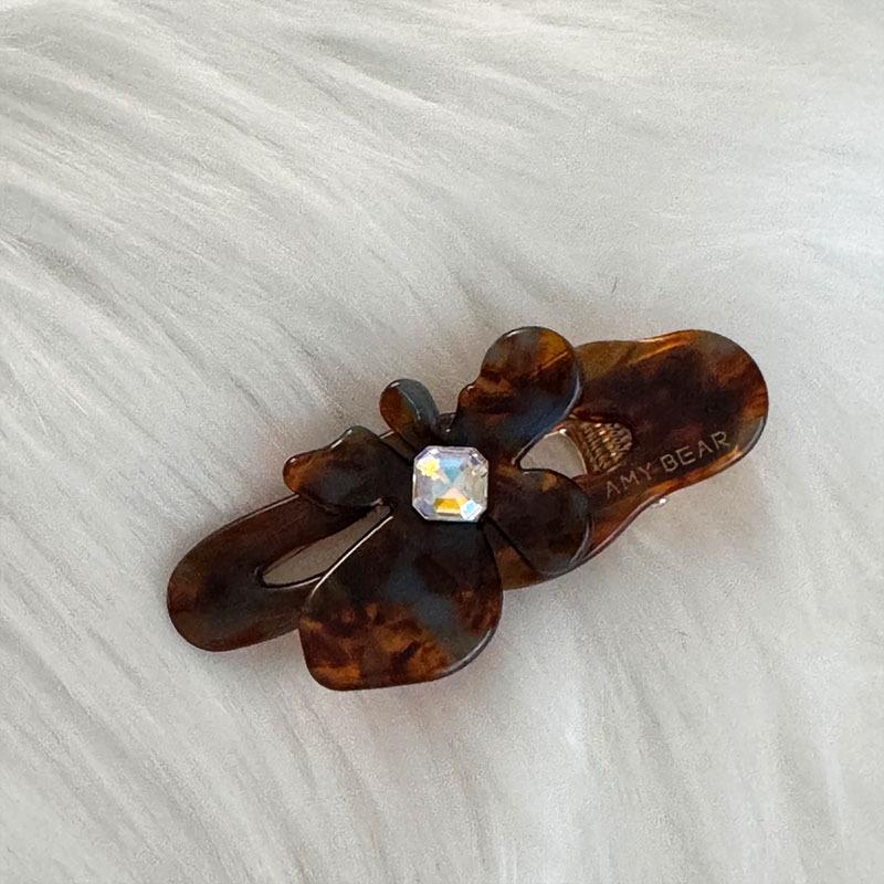 French Temperament Rhinestones Small Flower Hair Clip Acetic Edge Clip Bangs Clip Duck Beak Clip Top Clip Hair Accessories