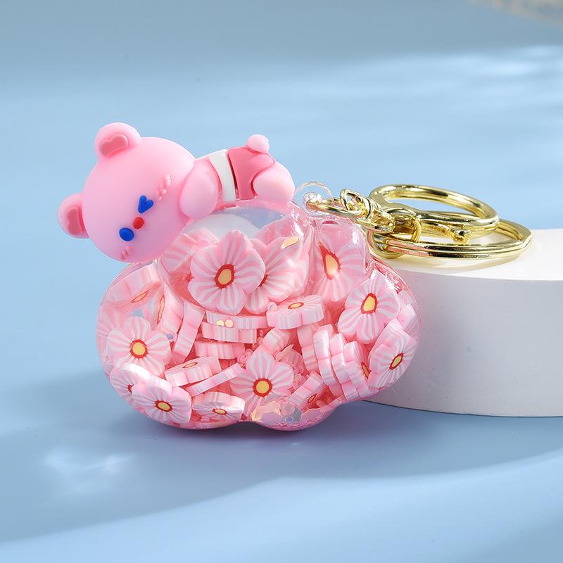 

Брелок для ключей в виде зыбучего песка в виде медведя из облачного масла своими руками из акрила для сумки Light Gold Buckle + Cloud Bear розовый