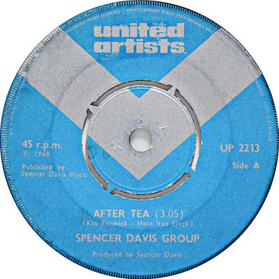 Disque 7 pouces SPENCER DAVIS GROUP - After Tea / Moonshine UP2213 United Artists  1968 Royaume-Uni Rock Occasion