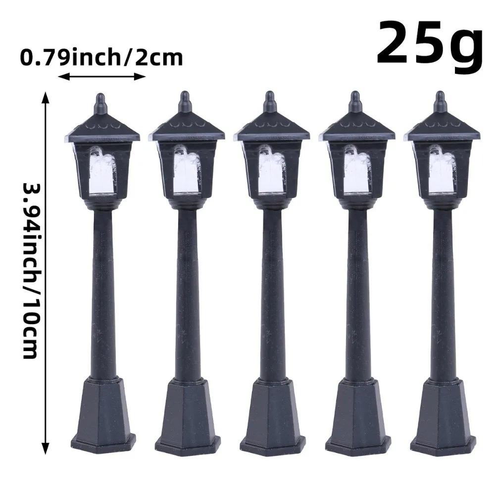 5PCS Plastic Model Mini Retro Street Lights Miniature Simulation Dollhouse Decor Decorative Lights Mini Christmas Style