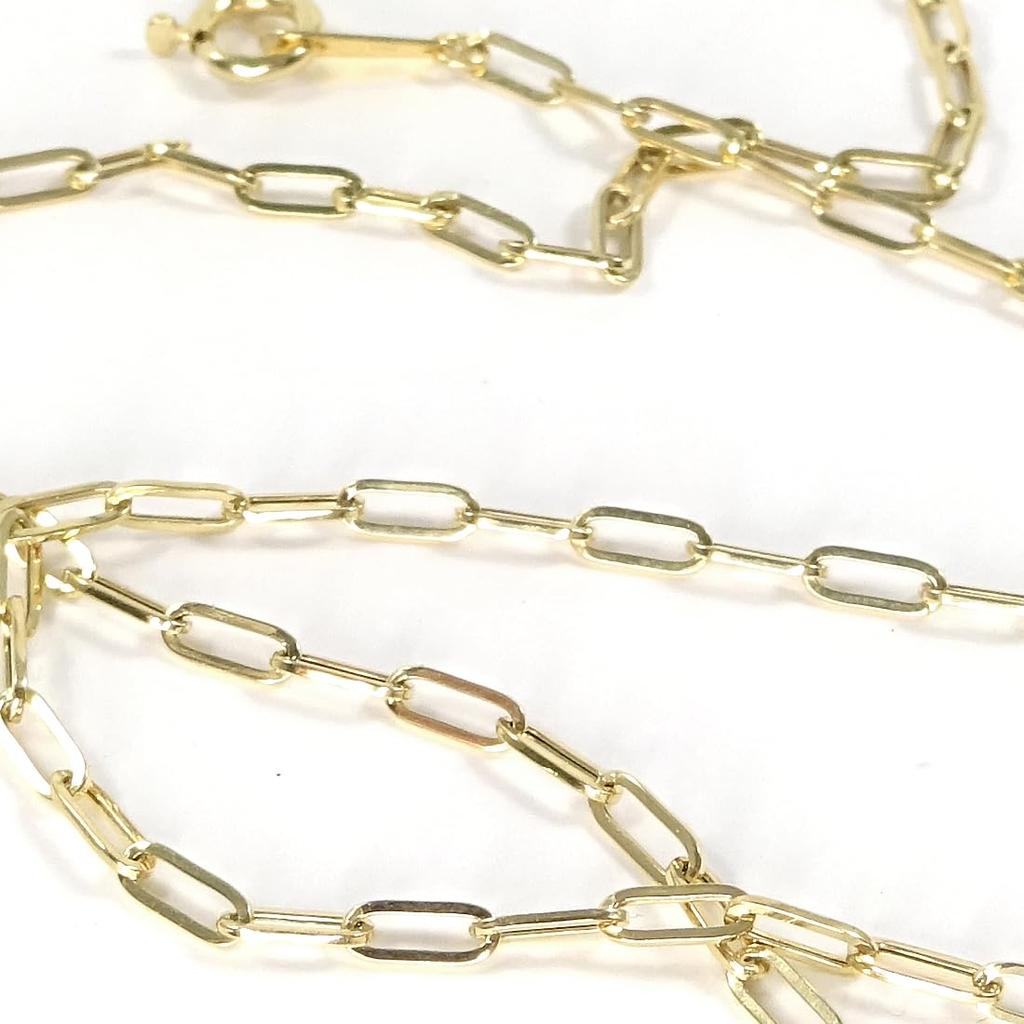 And My Jewelry 18K Gold Hollow Paperclip Chain Unisex [Your Box] (Stamped K18) Necklace, 45cm, (Approx. 2.0mm Wide, 1.57g)