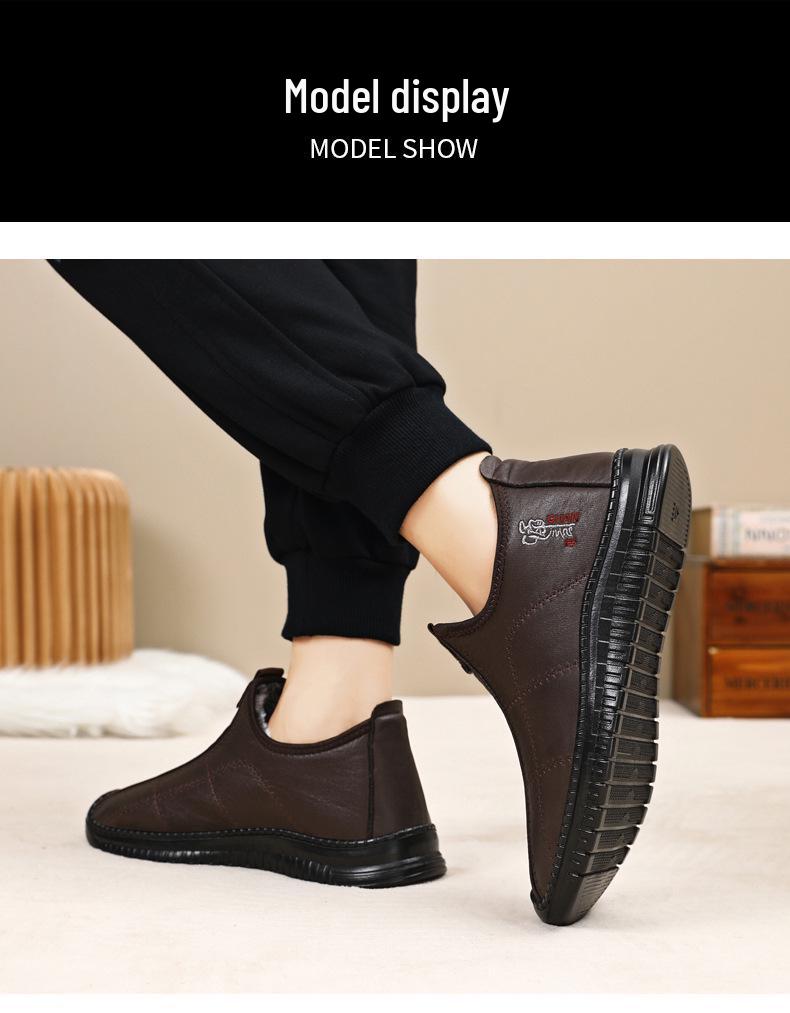 Pánské zimní plus sametové protiskluzové nazouvací ležérní boty pro střední věk a seniory