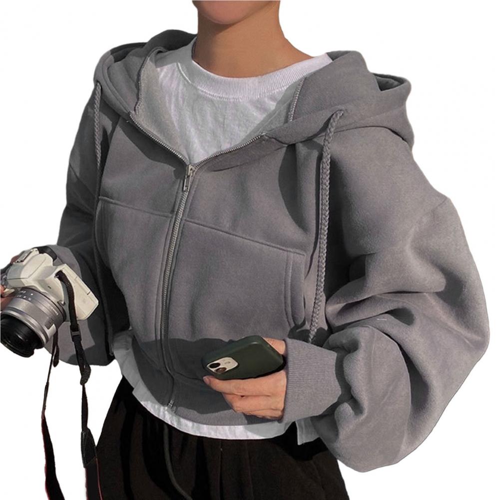 

Женское пальто с капюшоном, однотонный кардиган на молнии на шнурке, свободная теплая повседневная мягкая эластичная женская куртка на манжетах L темно-серого