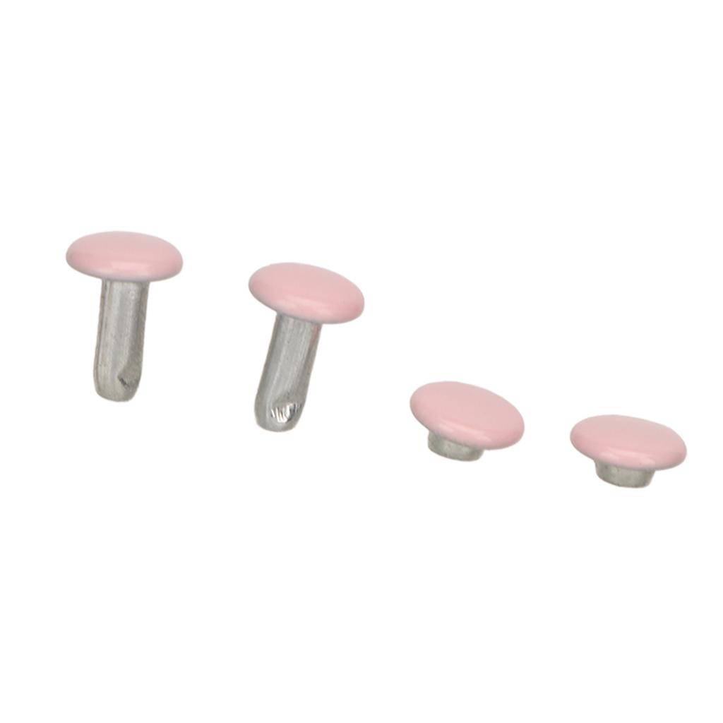 500 Sets Leather Rivets 6x8mm Electroplated High Strength Metal Widely Used Double Cap Rivets for Hat Belt Shoes Pink