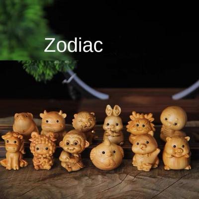 Twaalf Dierenriem Houtsnijwerk Twaalf Dierenriem Houten Dierenriem Mini Houtsnijwerk Houtsnijwerk Miniatuur Ornamenten Schattig Klein Dier