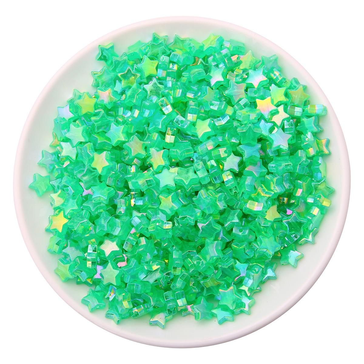 

100 шт. П’ятикутна зірка AB кольору у формі серця, акрилові розпірні намистини для виготовлення ювелірних виробів 8x9mm зелений