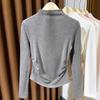 Autumn and winter semi-turtleneck German velvet warm bottoming shirt women's new sequined pleated soft waxy foreign style inner shirt