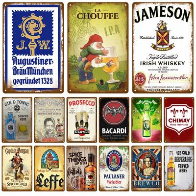 Drink Beer Vintage Tin Sign Wall Decor Art For Bar Pub Man Cave Decorative Wine Metal Sign Poster Whiskey Plaque Plates Mural