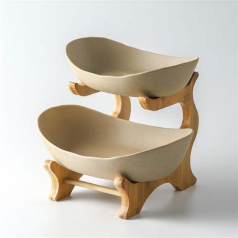 Multi-layer Fruits Vegetables Fruits Bamboo and Wood Best Rack Ceramic Creative Design Double-layer Snacks Snacks Home Use Living Room Dry Storage