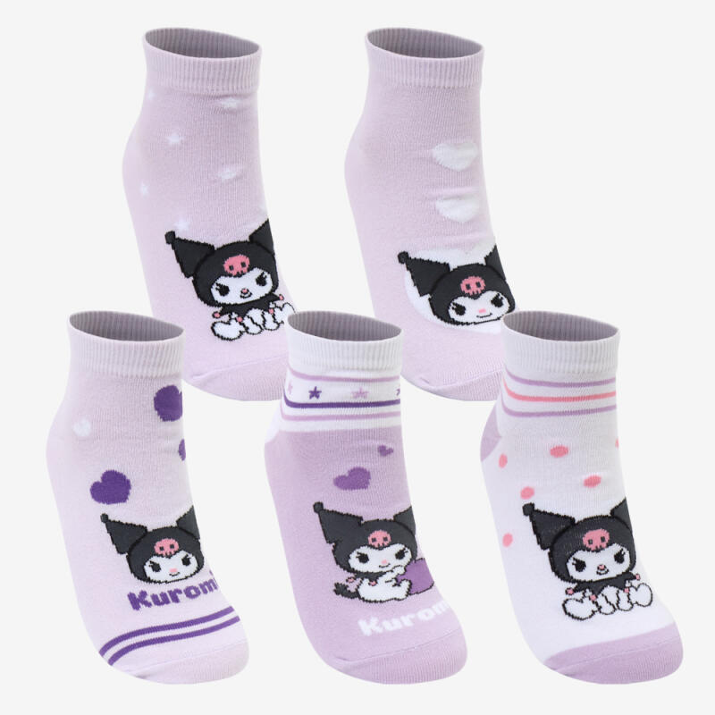 Detské viacpárne ponožky Kuromi, sada 5 párov