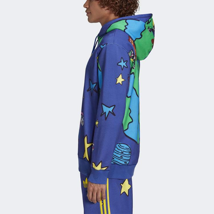 Adidas Originals X Kerwin Frost Cartoon Space Print Long Sleeve Hoodie Men Hoodie Blue HN9052