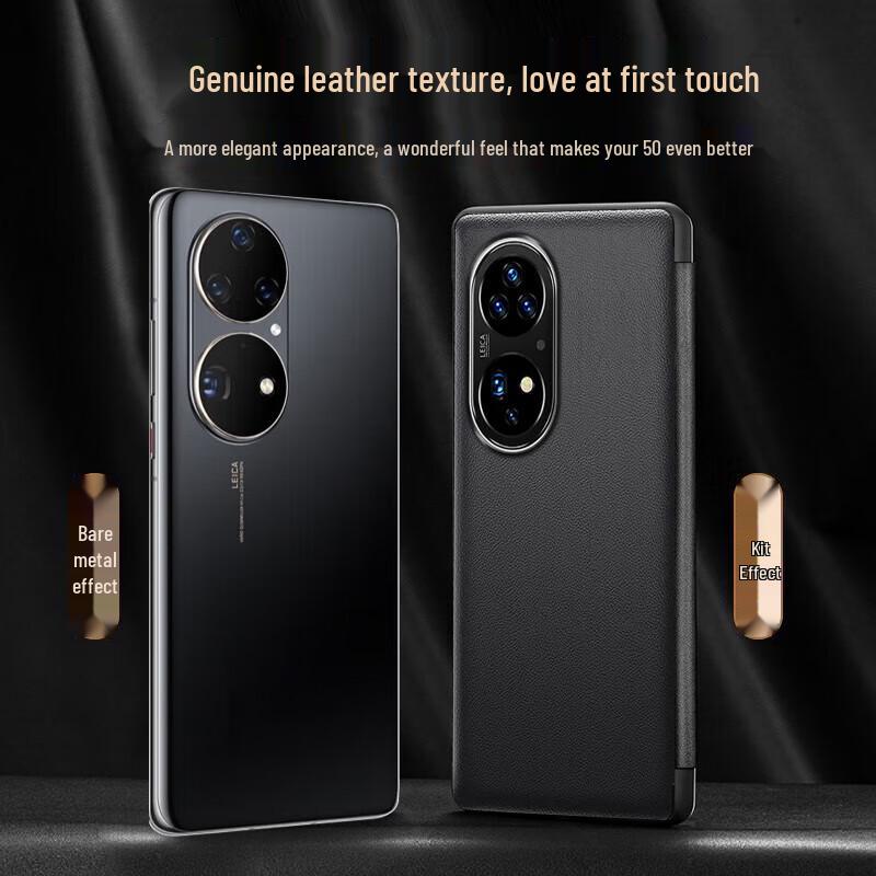 KOOLIFE Smart View Genuine Leather Flip Case