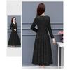 Luxury Floral Jacquard Round Neck Long Sleeve Maxi Dress for Mothers Elegant Ballroom Dance Dress