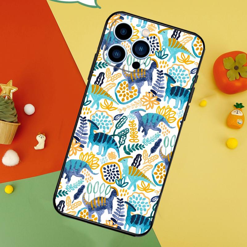Cute Dino Dinosaur Phone Case For iPhone 17 Pro Max 16 15 13 12 11 14 Pro Max Plus 12 13 Mini 16e 17 Air Cover