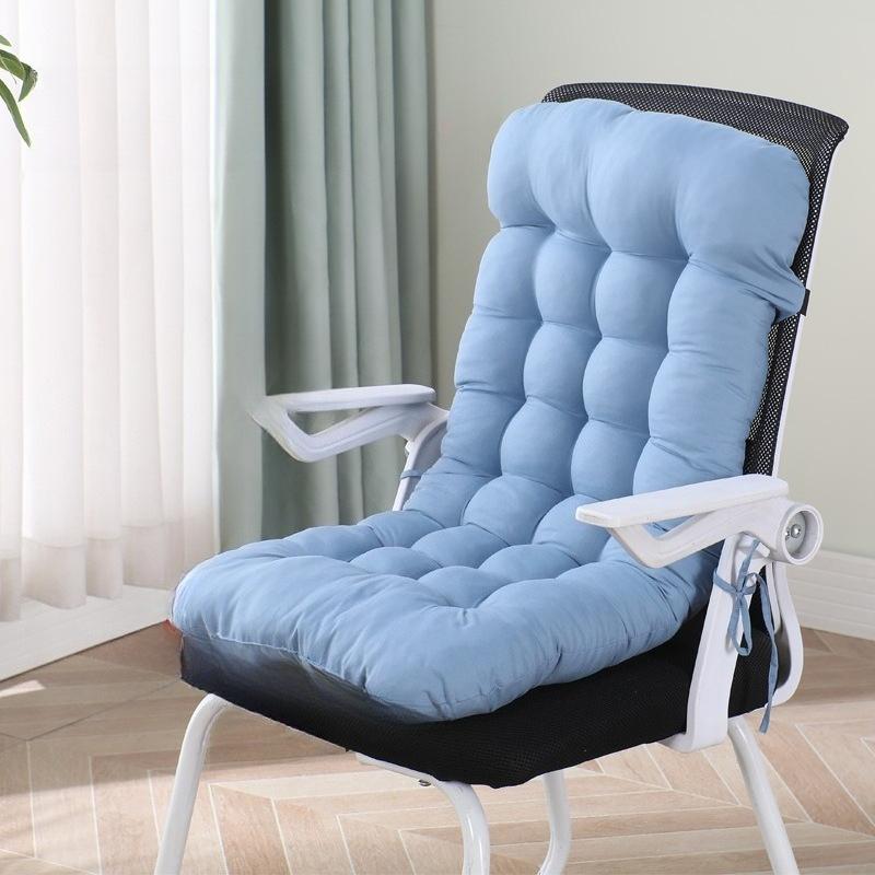 Solid Color Stitching All-in-one Chair Cushion PP Cotton Student Dormitory Backrest Lumbar Protect Waist Mat All-season Thick Office Chair Buttock Pad