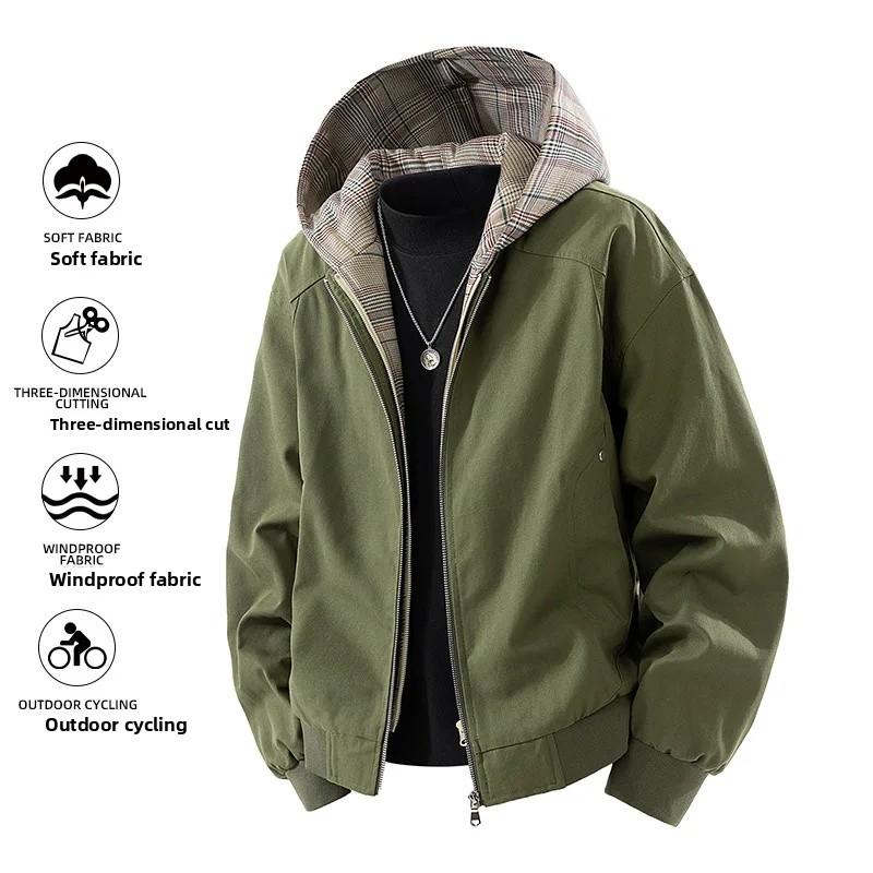 

Мужская куртка с капюшоном замшевая свободная верхняя одежда весенне-осеннее пальто новый стиль ретро универсальный дизайн со вставками сенсационное короткое пальто 4XL армия зеленый