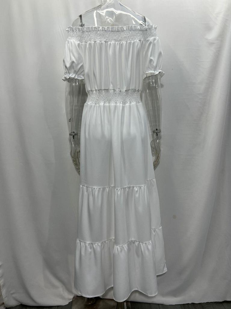 Women's One-Shoulder Short-Sleeve Long Spring Dress