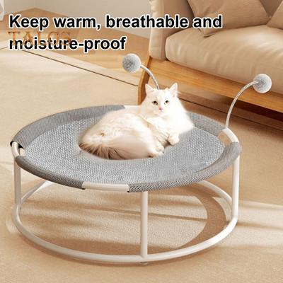 Elevated Cat Bed Free-Standing Round Cat Hammock Bed with Removable Washable Mesh Cooling Pet Sleeping Bed for Cats Dogs