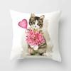 Cute Cat  Print Polyester Cushion Cover 45x45 Throw Pillow Case For Sofa Car Home Decorative Pillowcase Pillow Cover
