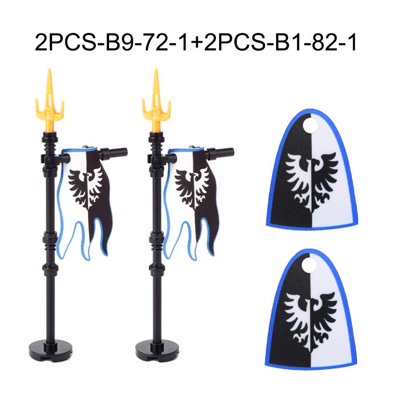 Medieval Military War Army Castle Knight Soldier Figures Building Blocks Weapon Cloak Helmet Shoulder Armor Flag Warrior Shield