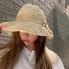 Matching Solid Color Bow Bucket Hats Seaside Straw Hat Women Sun Hat Korean Style Cap Shading Hat