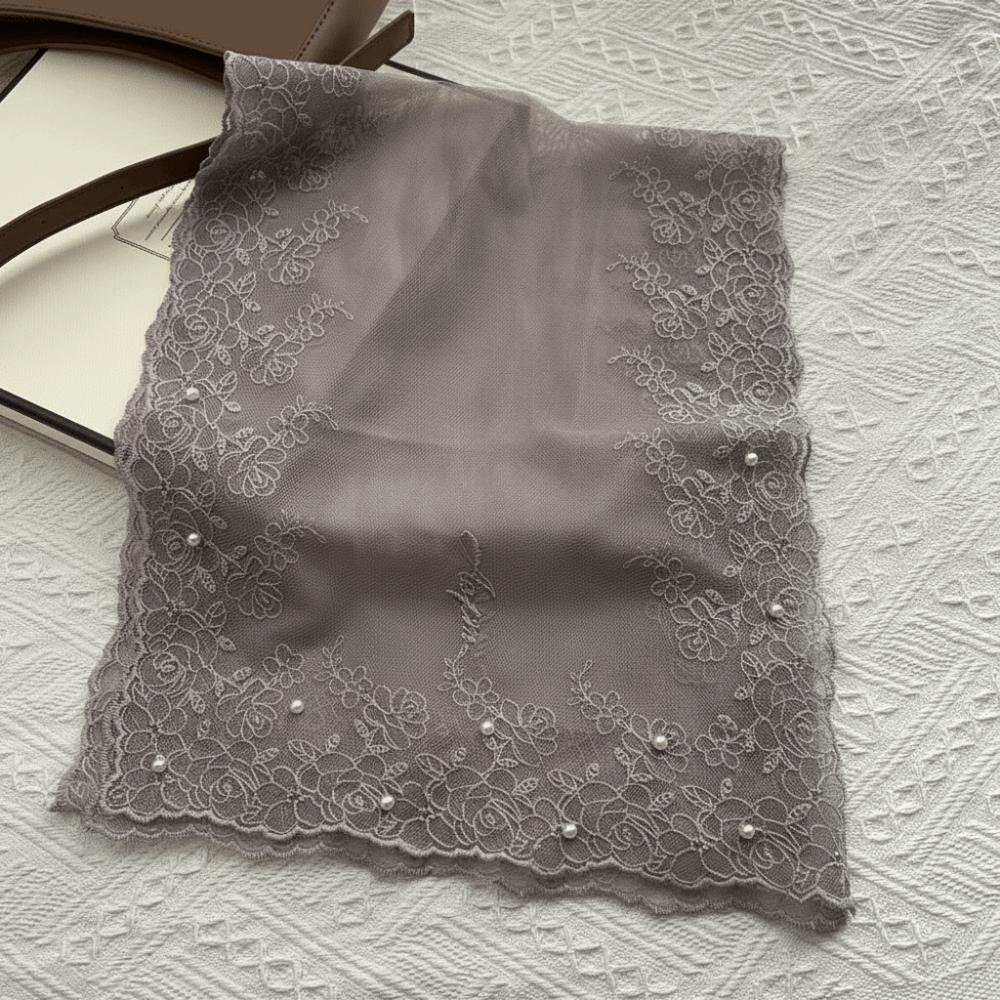 Casual Embroidered Flower Lace Scarf Breathable Mesh Lightweight Female Headscarf Long Silk Scarf Women