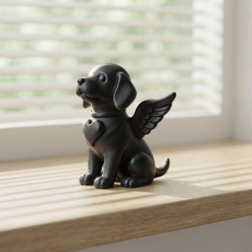 3D Printed Angel Dog Statue Smooth Surface Pet Memorial Statue Home Desktop Decor