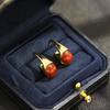 Medieval Gold Coffee U-shaped Amber Earrings, High-end Cold Wind Temperament, Niche Design, Middle Eastern Earrings