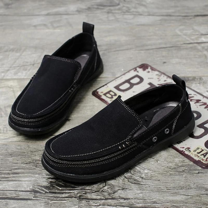 New Men Canvas Fashion Men's Casual Shoes Light Non-slip Loafer Flat Driving Shoes Outdoor Sneakers Vulcanized Shoes