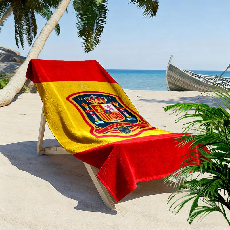 Spain Football Team Print Beach Towel, Large Soft Quick Dry Towel for Beach Camping Swimming