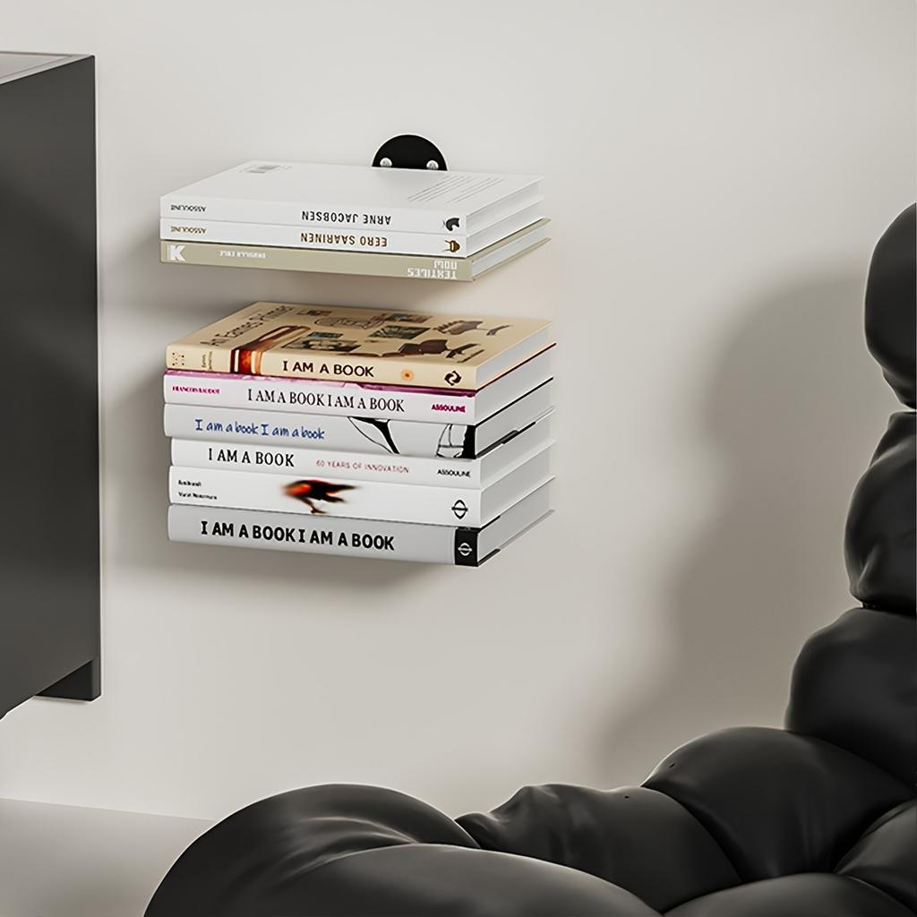Modern Invisible Wall Hanging Bookshelf , Black/White, Home Office Decor, Interior Book Organizer