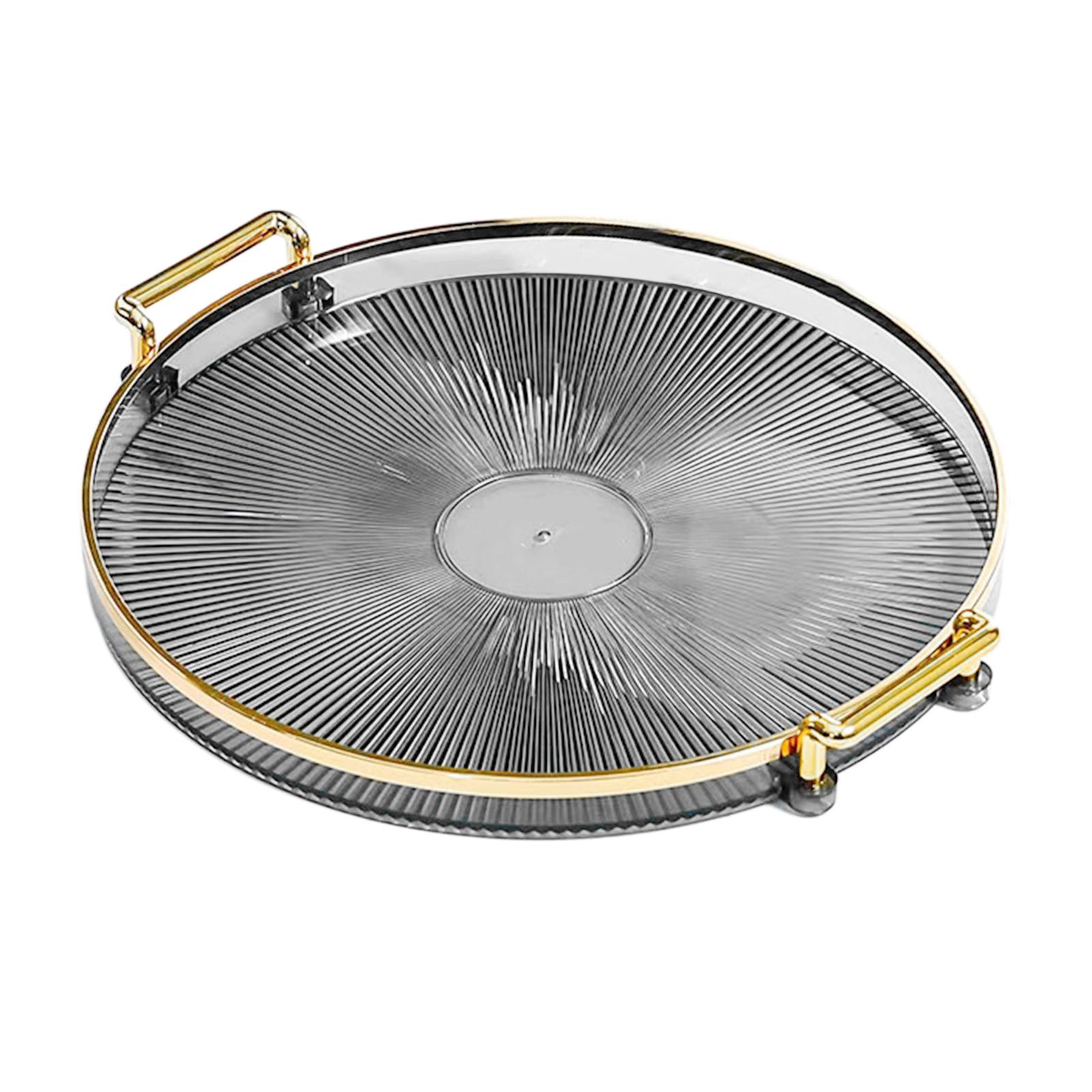

Nordic Style Serving Tray with Handles Round Vanity Tray for Office Living Room сірий колір