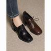British-Style Women's Lace-Up Chunky Heel Loafers - Spring 2025 Collection: Comfortable Leather Shoes.