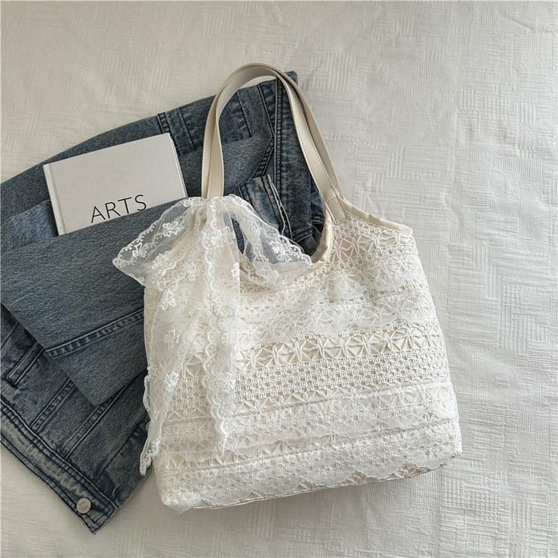 Summer New Leisure Vacation Backpack Fairy Lace Shoulder Bag Large Capacity Tote Bag Hollow Beach Bag