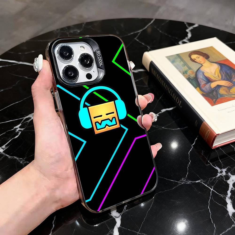 

G-Geometry Dash Phone Case For iPhone 17,16,15,14,13,12,11 Plus,Pro Max,XS,Colorful Silver Black Cover iPhone13