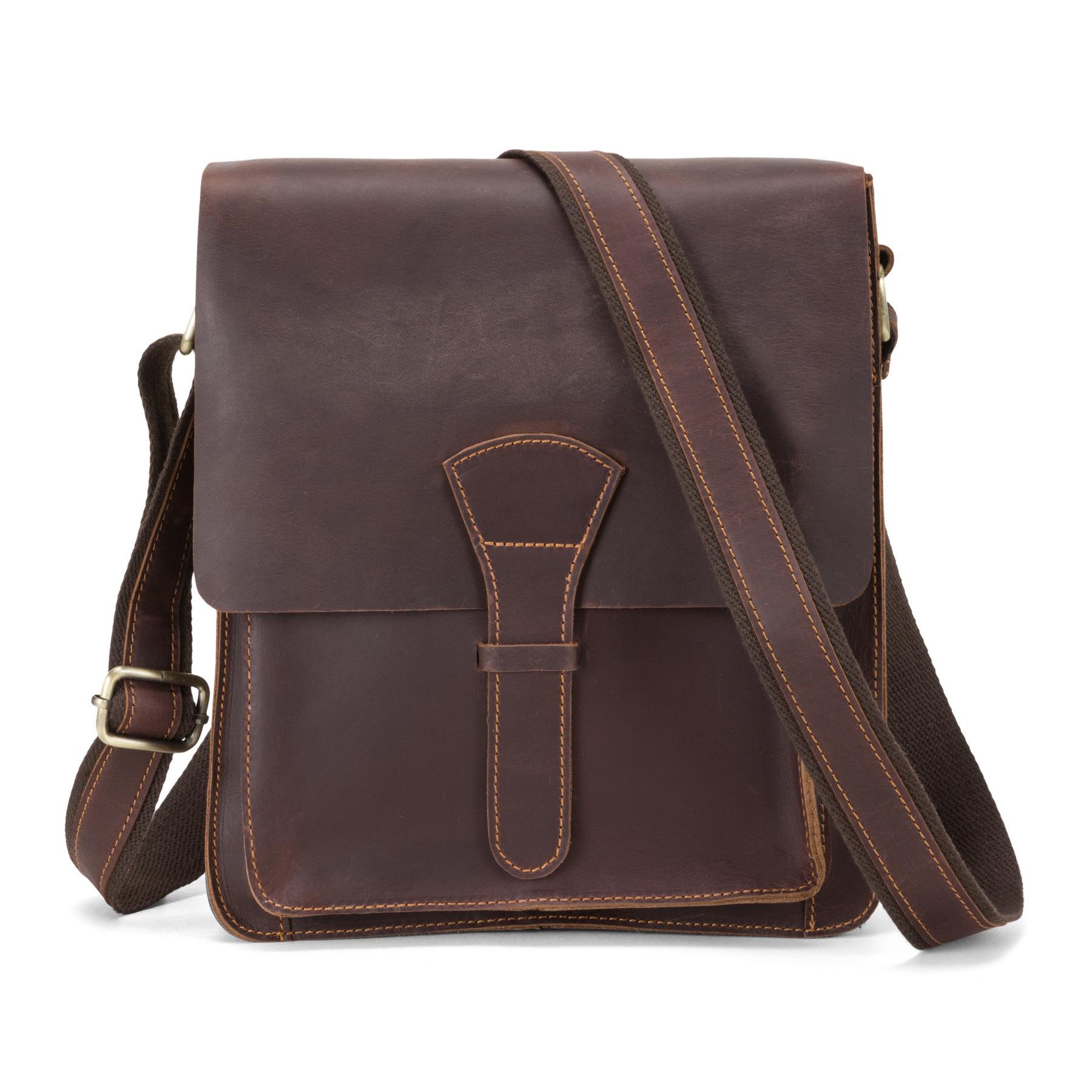 

Vintage Crazy Horse Leather Men s Crossbody Bag - Genuine Multi-Functional Shoulder Commuter Bag