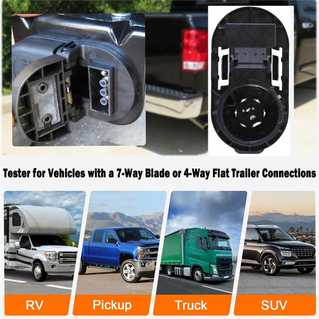 Trailer Connector Tester 13 Pin Plug Socket Trailer Testing Tool with 9 LED Indicator Lights
