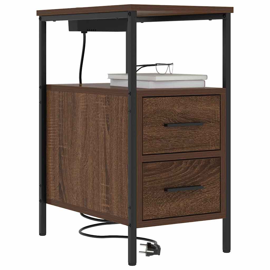 Nightstand Set 2 pcs Brown Oak Look 30 x 48 x 61 cm
